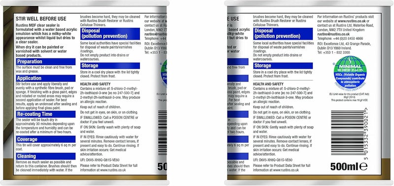 RUSTINS Quick Dry MDF Sealer - Professional Sealant for Rapid Results, 500ml - Image 2